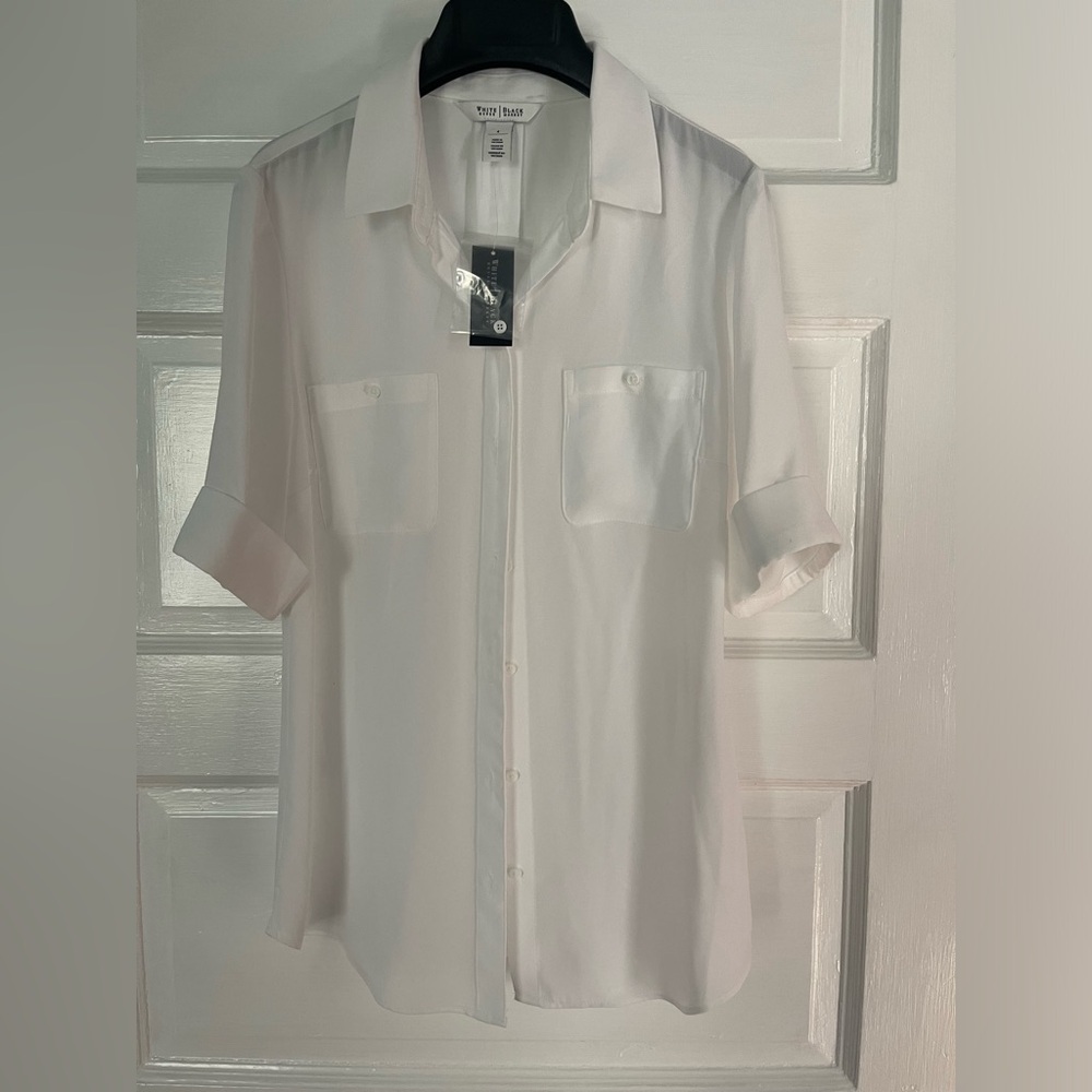 White House Black Market white button-down blouse